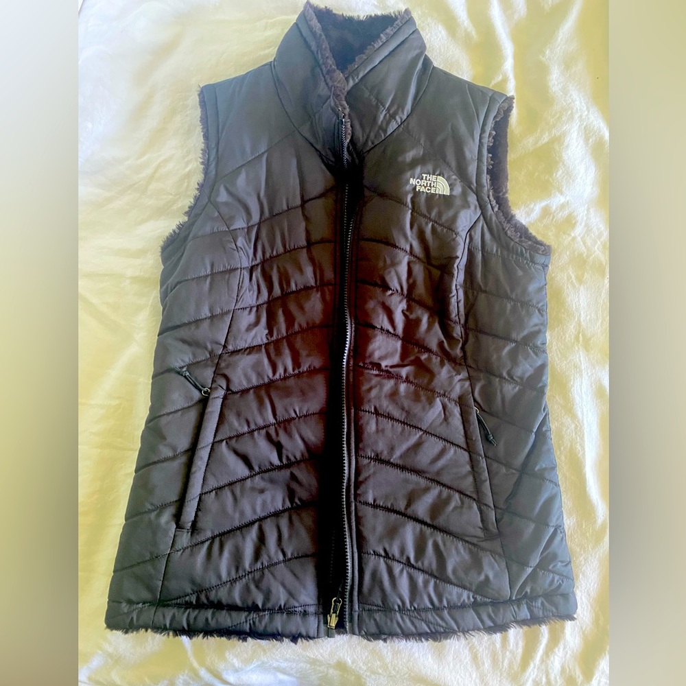 North Face Reversible Women’s Vest Black Full Zip Fleece Size Small Black